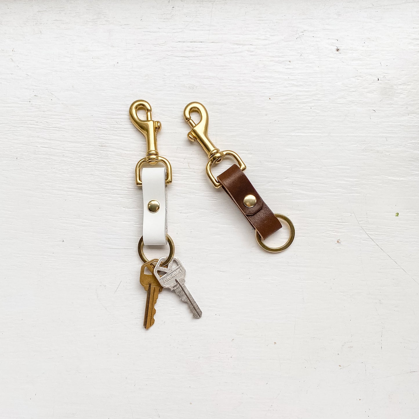 Simple Leather & Brass Key Fob