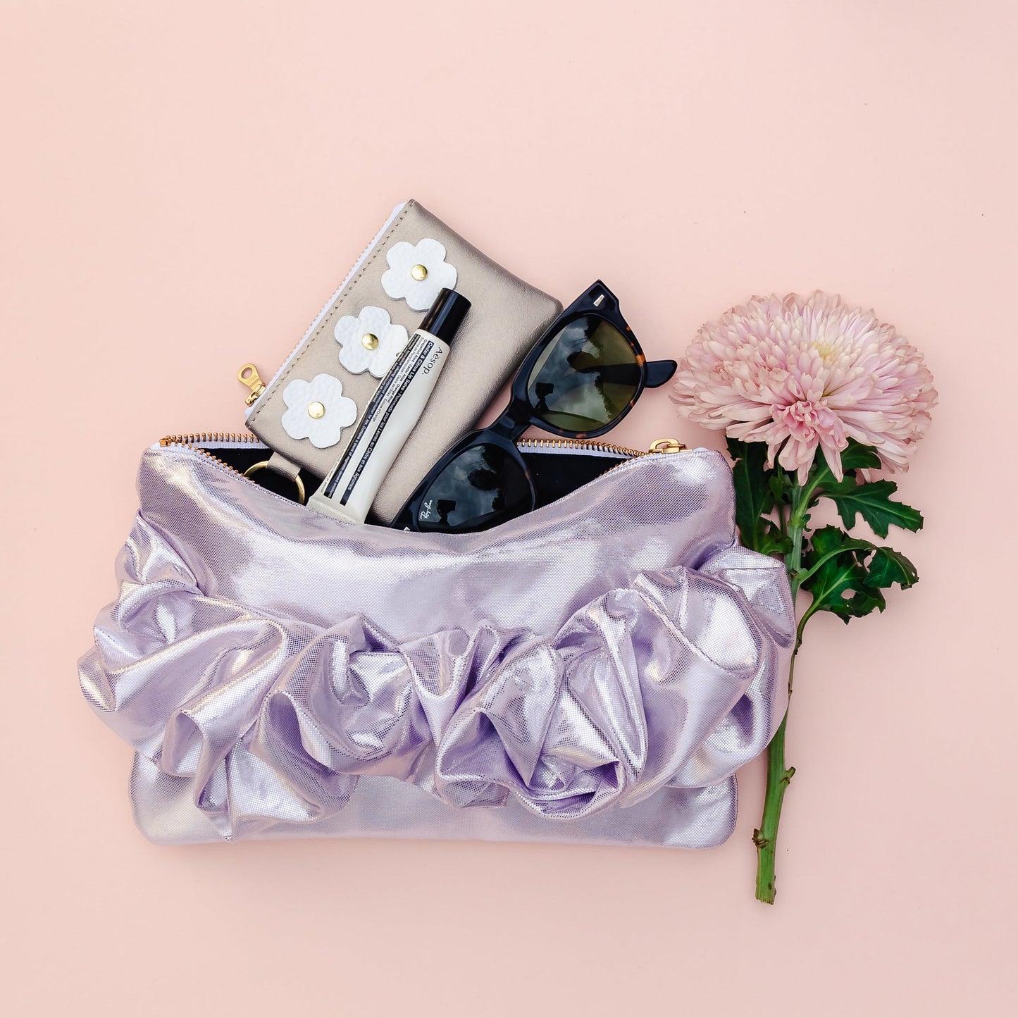 Bouquet Clutch Lilac Shimmer 9"