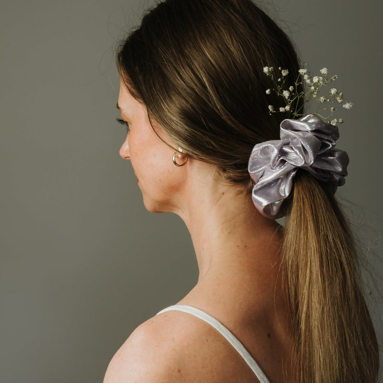 Lilac Shimmer Hair Scrunchie