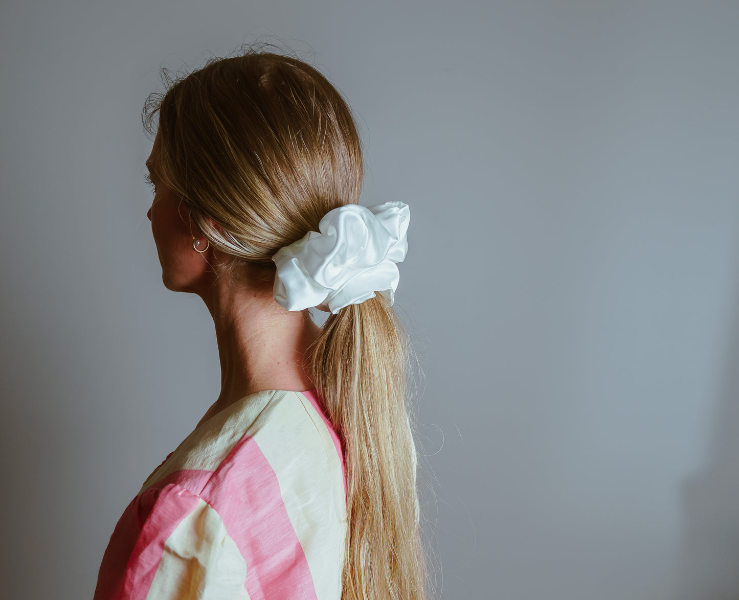 White Silk Hair Scrunchie